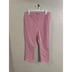 Mario Serrani Italy Pink Striped Preppy Pull On Stretch Capri Pants